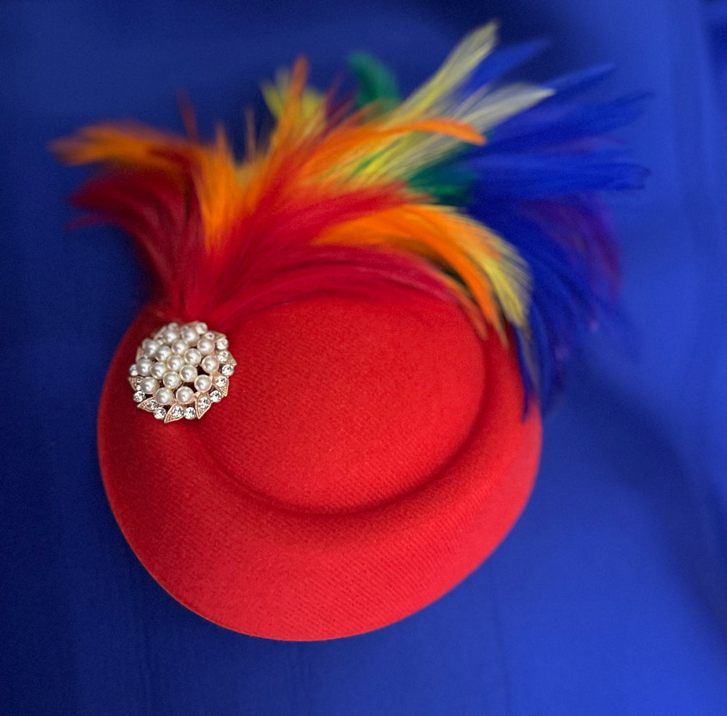 Rainbow Feathered Fascinator