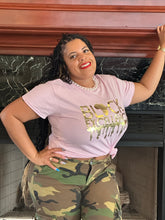 Load image into Gallery viewer, Pink &amp; Pearls Black Excellence T-Shirt (Baby Pink)
